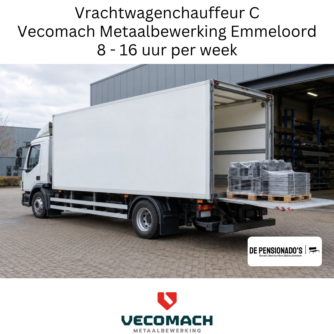 Werkaanbod Vrachtwagenchauffeur C bij Vecomach Metaalbewerking in Emmeloord, 8 - 16 uur per week